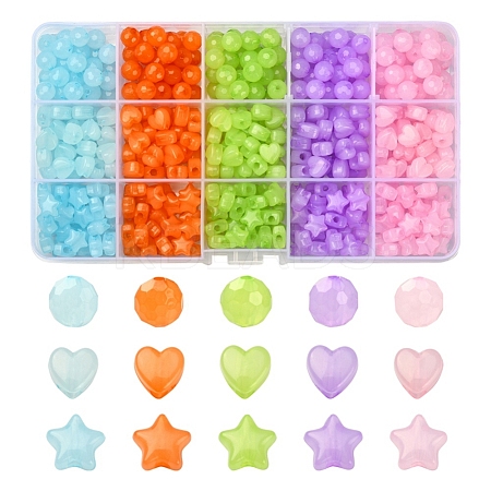 575Pcs 15 Style Imitation Jelly Acrylic Beads MACR-YW0001-79-1
