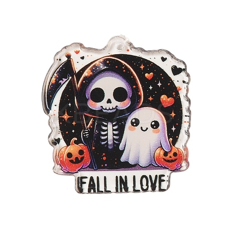 Halloween Theme Opaque Printed Acrylic Pendants SACR-S034-05A-1