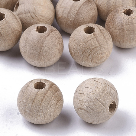 Undyed Natural Beech Wood Beads X-WOOD-T020-01B-1