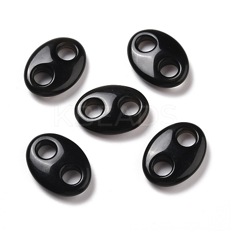Natural Obsidian Connector Charms G-P467-01E-1