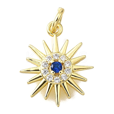 Brass Micro Pave Cubic Zirconia Charms KK-V011-56G-1