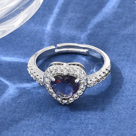 Brass Micro Pave Clear Cubic Zirconia Cuff Open Rings CU-CBA5C10-13P-1