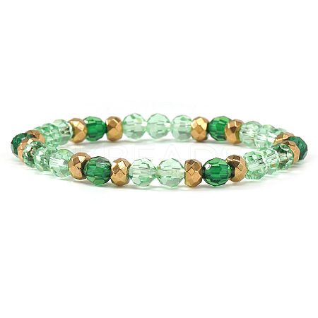 Glass & Brass Beads Stretch Bracelets for Women BK9964-6-1