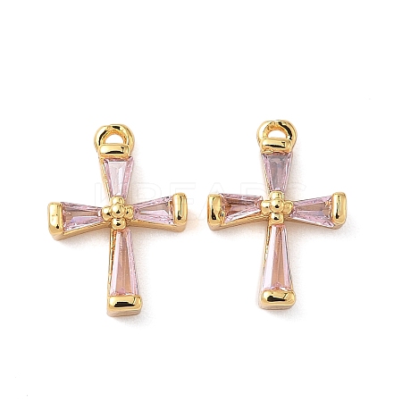 Brass Micro Pave Cubic Zirconia Pendants KK-D024-21G-1