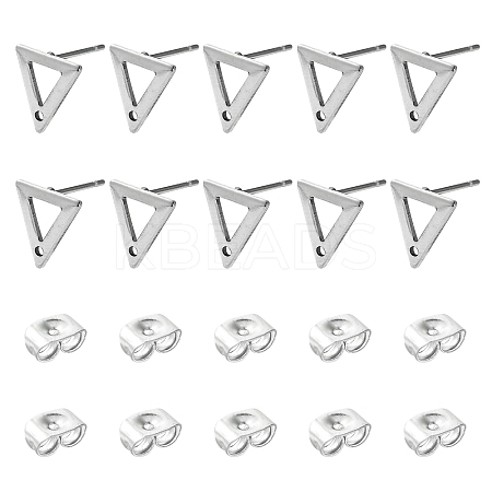 10Pcs 201 Stainless Steel Stud Earring Findings with Hole EJEW-FS0001-14A-1