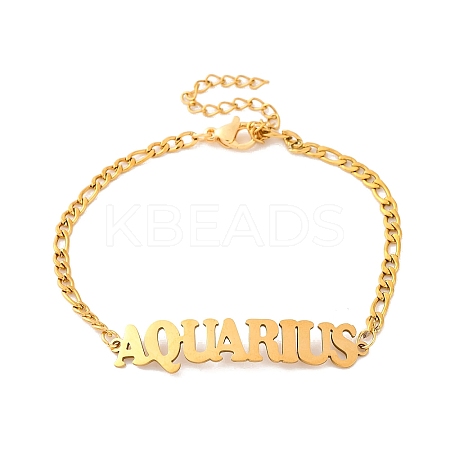 Constellation 202 Stainless Steel Figaro Chain Link Bracelets for Women Men LS-AJEW-U006-01H-1