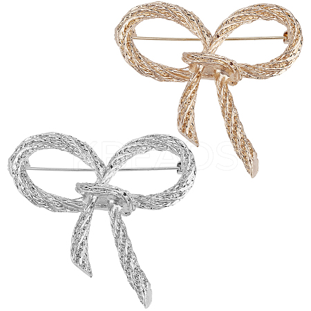 2Pcs 2 Colors Bowknot Alloy Brooches JEWB-GF0001-40-1