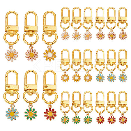 24Pcs 6 Colors Alloy Enamel Pendant Decorations HJEW-GO00009-1