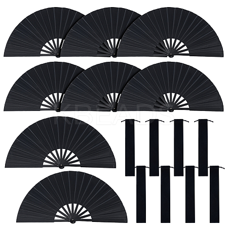 Plastic & Polyester Folding Fan AJEW-DR0002-43-1
