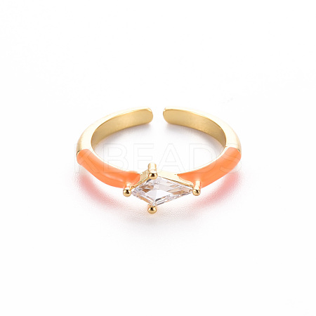 Brass Enamel Cuff Rings RJEW-T016-28D-NF-1