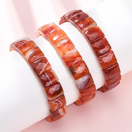 Dyed & Heated Natural Carnelian Faceted Beaded Stretch Bracelets for Women BJEW-K251-08G-1