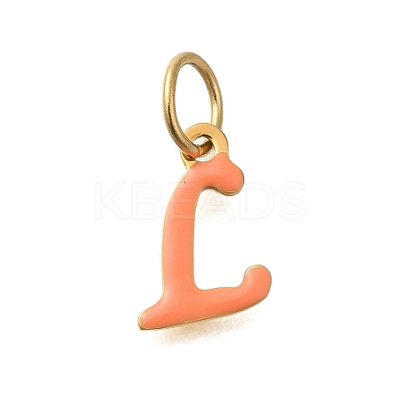 Ion Plating(IP) 304 Stainless Steel Enamel Alphabet Charms STAS-F308-02G-L-1