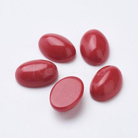 Synthetic Coral Cabochons G-F501-02-10x14mm-1
