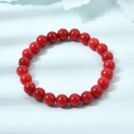 8MM Natural Dyed White Jade Round Beaded Stretch Bracelets for Women GG-CBA3F02-12A-1