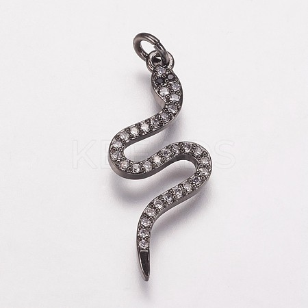 Brass Cubic Zirconia Pendants KK-P134-27B-1