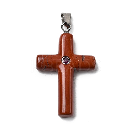 Natural Red Jasper Cross Pendants KK-D021-04E-P-1