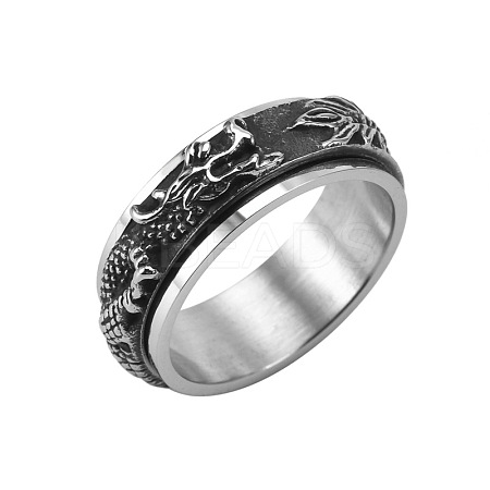 Dragon Stainless Steel Rotating Finger Ring PW-WG19507-04-1