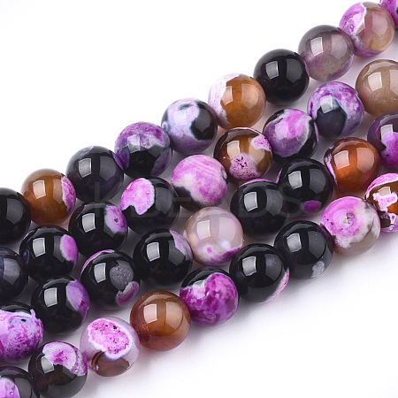 Natural Fire Crackle Agate Beads Strands G-S346-8mm-01-1