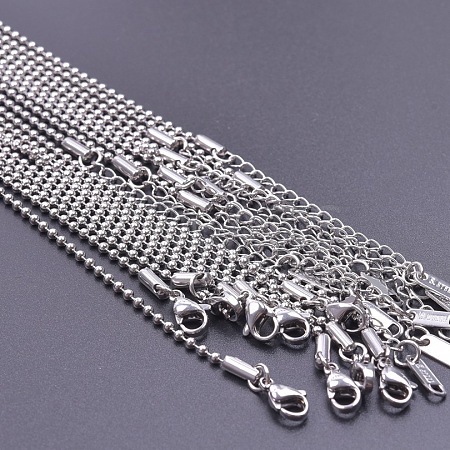 Non-Tarnish 2MM Unisex 304 Stainless Steel Ball Chains Necklaces YT0712-1-1