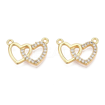 Brass Micro Pave Clear Cubic Zirconia Pendants KK-T073-22G-1