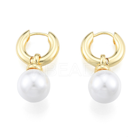 ABS Plastic Pearl Dangle Hoop Earrings EJEW-N011-106LG-1
