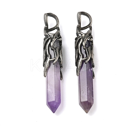 Natural Amethyst Pendants G-H332-10AS-03-1