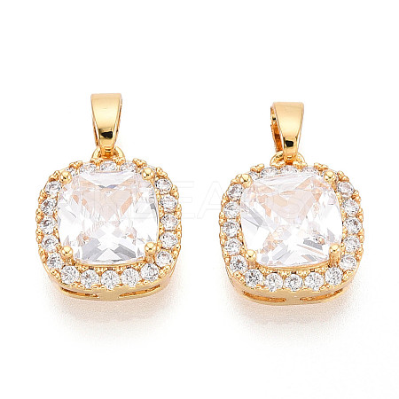 Brass Micro Pave Cubic Zirconia Pendants KK-N272-05G-1