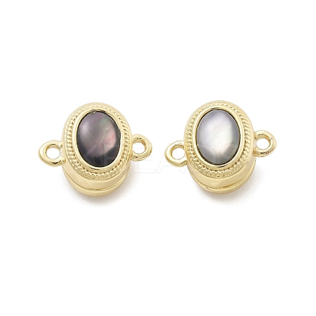 Brass Natural Black Lip Shell Epoxy Magnetic Clasps KK-G528-01G-01-1