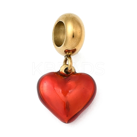 304 Stainless Steel Enamel European Dangle Charms STAS-D153-19G-1