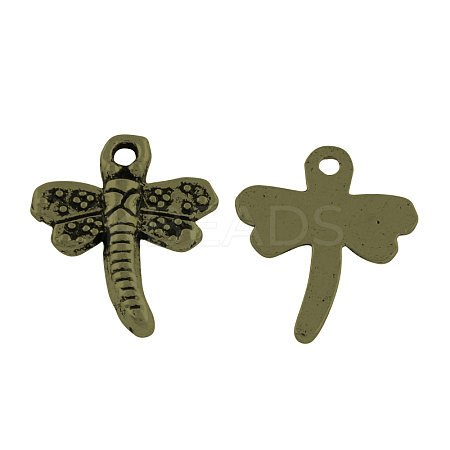 Tibetan Style Dragonfly Alloy Pendants TIBEP-A718-AB-NR-1
