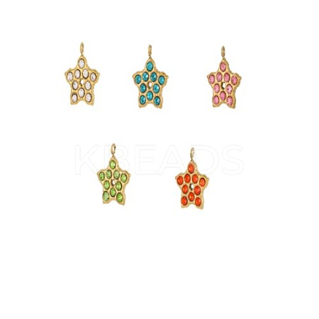 304 Stainless Steel Micro Pave Cubic Zirconia Pendants STAS-OY008-67G-1