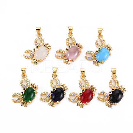 Brass Micro Pave Cubic Zirconia Pendants KK-Q283-025-NR-1