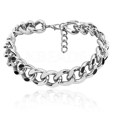 Chunky Aluminum Curb Chain Necklaces for Women LS-NJEW-K261-01C-P-1