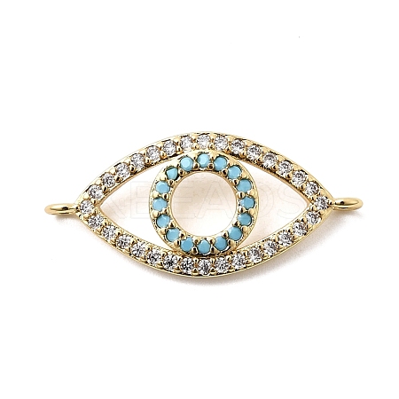 Brass Micro Pave Sky Blue and Clear Cubic Zirconia Connector Charms KK-H529-05B-G02-1
