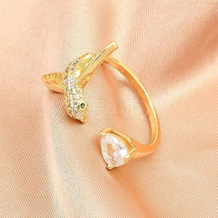 Brass Micro Pave Cubic Zirconia Cuff Rings for Women RJEW-Z113-38G-1