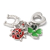 Rack Plating Alloy Emerald Rhinestone European Dangle Charms PALLOY-S189-24P-2