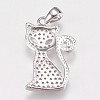 Brass Micro Pave Cubic Zirconia Kitten Pendants ZIRC-E145-28P-2