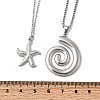 2Pcs 2 Styles 304 Stainless Steel Starfish Spiral Shell Shape Pendant Necklaces for Women NJEW-F358-01P-3