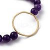 Round Natural Amethyst Stretch Beaded Bracelets BJEW-JB05408-03-2