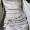 Alloy & Round Plastic Imitation Pearl Multi Layered Tassel Waist Chains for Beach Party WGD927B-01-2