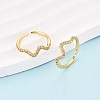 Brass Micro Pave Cubic Zirconia Cuff Rings for Women KK-T071-66G-1