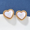 304 Stainless Steel Shell Heart Stud Earrings for Women EJEW-Z095-02G-1