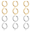 12Pcs 2 Colors 201 Stainless Steel Huggie Hoop Earring Findings STAS-DC0015-45-1