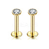 Flat Round Stainless Steel Clear Cubic Zirconia Internally Threaded Labrets WG955BE-06-1