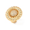 Adjustable Brass Micro Pave Cubic Zirconia Cuff Rings for Women RJEW-B139-06G-4