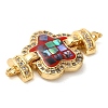 Rack Plating Brass Micro Pave Clear Cubic Zirconia Flower Links Connector Charms KK-K385-104G-01-2