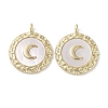 Brass Micro Pave Clear Cubic Zirconia with Shell Pendants KK-G491-40G-1