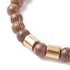 Natural Wenge Wood Round Beaded Stretch Bracelet with Synthetic Hematite for Men Women BJEW-JB07549-03-4