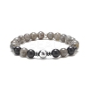 Natural Black Stone & Picasso Jasper & Labradorite & Synthetic Turquois & Non-Magnetic Synthetic Hematite Beaded Stretch Bracelets Sets for Women BJEW-JB09279-5