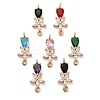 Glass Teardrop Connector Charms KK-M314-17KCG-1